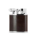 Briquet de table double flamme torche peter charles cuir marron