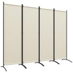 Brise - vue paravent sur pied s�parateur 4 panneaux pliables dim. 221 x 172 cm m�tal polyester haute ...