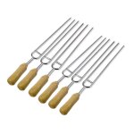 Brochettes de barbecue en forme de u, manche en bois en acier inoxydable, fourchettes de barbecue, shish ...