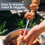 Brochettes pour barbecue gril rutilisable brochettes en acier inoxydable shish kebab barbecue camping ...