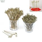 Brochettes a nud en bambou jetables, 9cm ? 15cm, 100 pices, extrmits torsades, nourriture pour ...