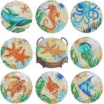Broderie diamant sous verre bricolage dessous de verre diamant painting sous tasse en bois anti - drapant ...