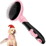 Brosse pour chien en os mignon (rose), moyennement douce, adapte aux cheveux longs, aux cheveux moyens, ...