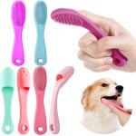 Brosse a dent chien, brosse a dent en silicone pour chien, kit brosse a dents doigt, soins dentaires ...