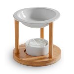 Br�le parfum athena en bambou et c�ramique blanche - h10cm