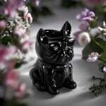 Br�le parfum en c�ramique laqu�e noire - h15, 5cm