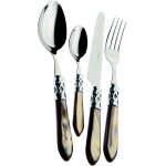 Bugatti, aladdin, ensemble de 24 couverts en acier inoxydable 18 / 10, anneau chrom� et manche de couleur ...