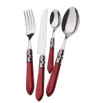 Bugatti, aladdin, set de 24 couverts en acier inoxydable 18 / 10, anneau chrom� et manche couleur bordeaux ...