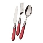 Bugatti, aladdin, set de 24 couverts en acier inoxydable 18 / 10, anneau chrom� et manche couleur bordeaux ...