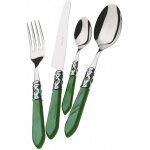 Bugatti, aladdin, set de 24 couverts en acier inoxydable 18 / 10, anneau chrom� et manche couleur vert. ...