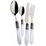 Bugatti couverts de table 24 pieces inox 18 / 10 aladdin nacre manche blanc bague argent antique Bugatti couverts de table 24 pieces inox 18 / 10 aladdin nacre manche blanc bague argent antique