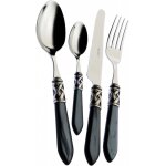 Bugatti couverts de table 24 pieces inox 18 / 10 aladdin nacre manche noir bague argent antique Bugatti couverts de table 24 pieces inox 18 / 10 aladdin nacre manche noir bague argent antique