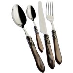 Bugatti couverts de table 24 pieces inox 18 / 10 aladdin nacre manche onyx bague argent antique Bugatti couverts de table 24 pieces inox 18 / 10 aladdin nacre manche onyx bague argent antique