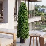 Buis artificiel hwc - q89, buis (buxus) en pot, arbre d�coratif, plante artificielle, forme conique, ...
