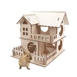 Cabane en bois hamster maison adorable cabane pour animaux de compagnie cr�atif double couche villa hamster ...