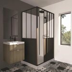 Cabine de douche 90x120x220 style industriel noir