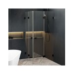 Cabine de douche d'angle scandic nxt 207 riho 90x90 x200cm � charni�re noire - noir - noir - -