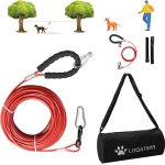 C�ble d'attache pour chien 3 en 1, fil en acier inoxydable robuste, syst�me de chariot a�rien portable ...