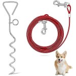 Cble d'attache et piquet pour chien, cble robuste avec ressort, pour jardin, camping, pour chiens de ...