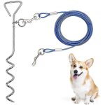Cble d'attache et piquet pour chien, cble robuste avec ressort, pour jardin, camping, pour chiens de ...