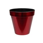 Cache - pot plastique brillant 16x9. 5cm rouge