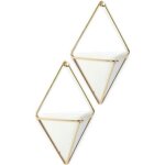 Cache pot  suspendre support en mtal forme losange - lot de 2 trigg