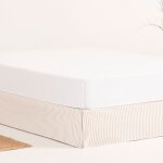 Cache - sommier en coton de 30 cm de haut beige 140x200 cm