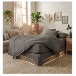 Cache sommier gaze de coton 160 x 200 cm gaia granit
