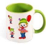 Cadeau couleur tasse drole enfant clown maquillage ballon vert chapeau, 330 ml blanc noir grande tasse ...