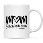 Cadeau de tasse a caf� pour la f�te des m�res, maman le coeur de la famille, design scandinave noir et ...