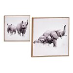 Cadre avec cadre animaux bois contre - plaqu� (31 x 2 x 31 cm)