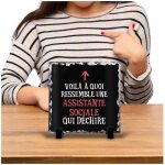 Cadre photo - ardoise - 15cm x 15cm - noir - d�coration de bureau femme