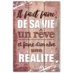 Cadre imprim� effet bois de sa vie un r�ve - 40 x 60 cm - marron