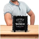 Cadre photo - ing�nieur certifi� - ardoise - 15cm x 15cm - noir - bureau
