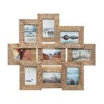 Cadre ple - mle multivues 9 photos en bois de manguier 69 x 60 cm