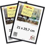 Cadre photo bois a4 21x30 cm noir aucune lot de 2 cadres, verre acrylique incassable plexiglas, mdf, ...