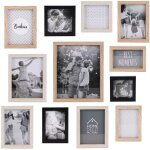 Cadres photos en bois bonheur (lot de 12)