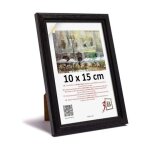 Cadre photo bois massif ayous 10x15 cm noir �l�gant avec chevalet, verre acrylique, baguette 13 mm, support ...