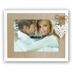 Cadre photo - format photo 13x18cm - cadre 19x24cm - bois - vintage - coeur blanc
