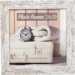 Cadre photo - format photo 20x20cm - cadre 25x25cm - bois - blanc - vintage
