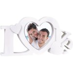 Cadre photo - love - format coeur 10x10cm - blanc - a poser - cadeau