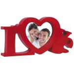 Cadre photo - love - format coeur 10x10cm - rouge - a poser - cadeau