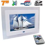Cadre photo numrique 7 pouces 16:9 usb carte sd jack 3. 5mm lecteur mp3 blanc