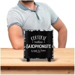 Cadre photo - saxophoniste - ardoise - 15cm x 15cm - noir - d�coration bureau