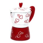 Cafetière en alliage d'aluminium, moka, expresso, filtre, câ¿ur rouge Cafetière en alliage d'aluminium, moka, expresso, filtre, câ¿ur rouge