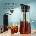 Cafeti�re pour brassage a froid 1200ml, grande capacit�, pichet a eau en verre, jus de lait, cafeti�re ...