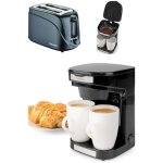 Cafetière electrique 2 tasses duo 2 x 0. 25l filtre permanent lavable 450w noir + grille - pain noir ... Cafetière electrique 2 tasses duo 2 x 0. 25l filtre permanent lavable 450w noir + grille - pain noir ...