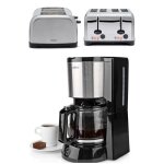 Cafetire electrique machine a caf 1l5 inox grise 1000w + grille - pain 1700w inox 4 fentes larges