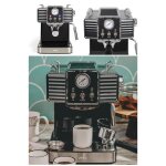 Cafetire expresso electrique noire 1350w design 1l5 inox cafe? moulu ou dosettes souples buse vapeur ...