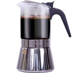 Cafetire italienne inox et verre veohome - 7 tasses - compatible induction, gaz, vitrocramique